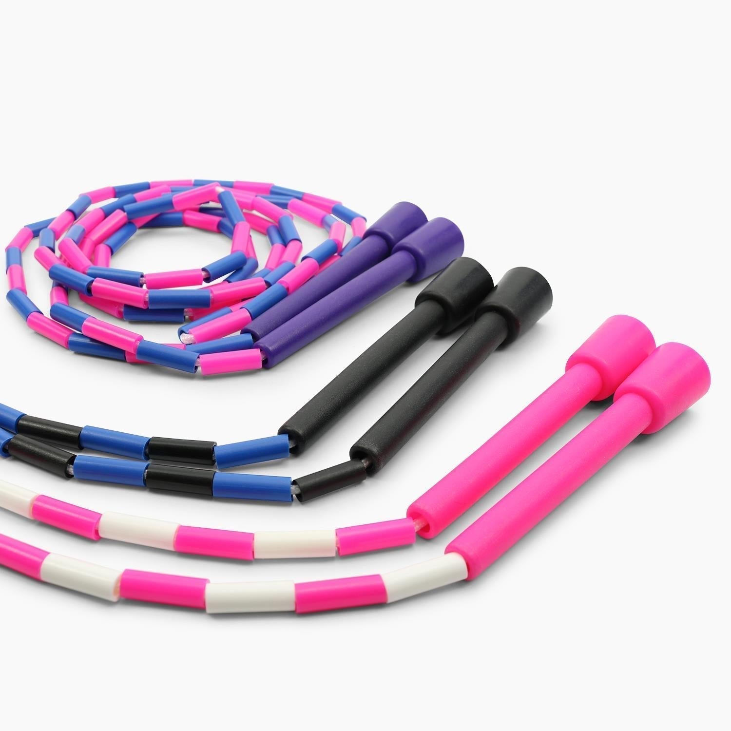Purple Beaded Jump Rope with Plastic Segments – 9ft
