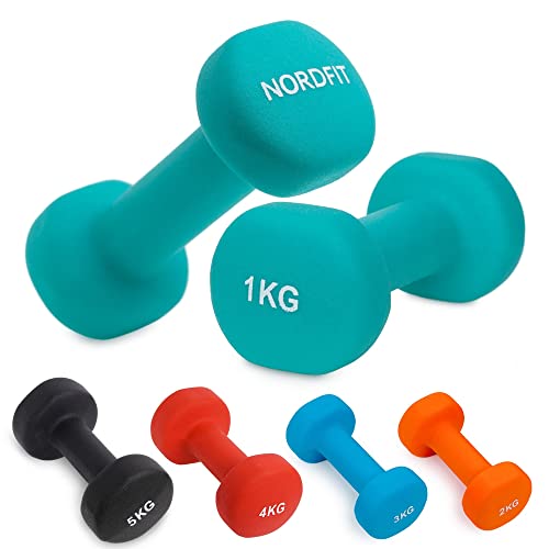 Neoprene Coated Cast Iron Dumbbells - Sizes 1-5kg, sold as pairs or a set